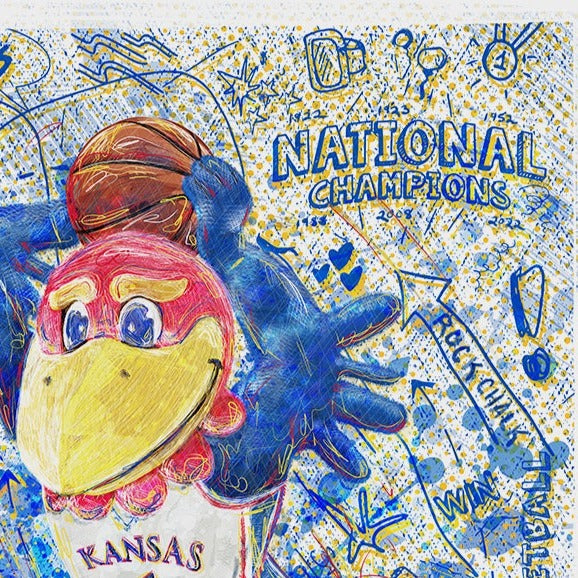 Jayhawk like a Pro | Kansas Hoopster | Sketches | KU Basketball Art | Graduation | Canvas Print | No Frame Needed