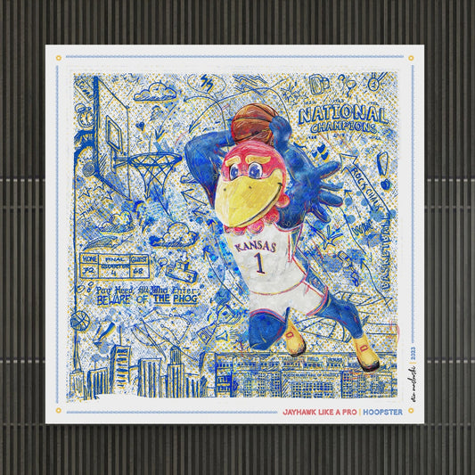 Jayhawk like a Pro | Kansas Hoopster | Sketches | KU Basketball Art | Graduation | Canvas Print | No Frame Needed