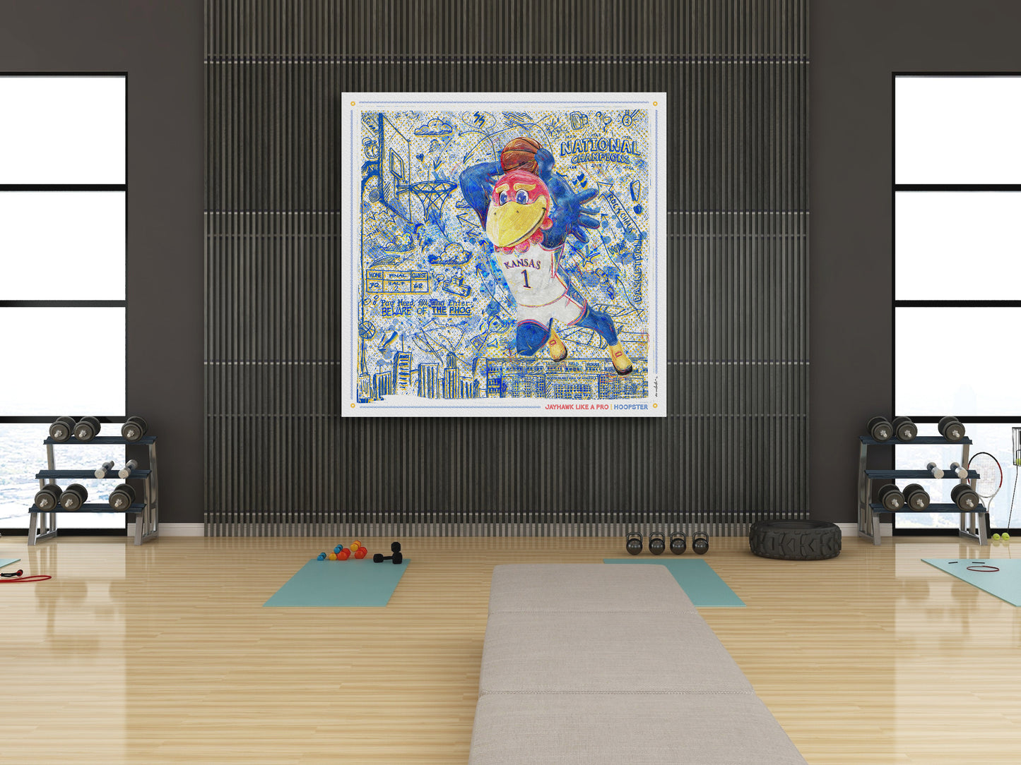 KU Jayhawk Hoopster Art: University of Kansas Basketball Sketches Canvas Print