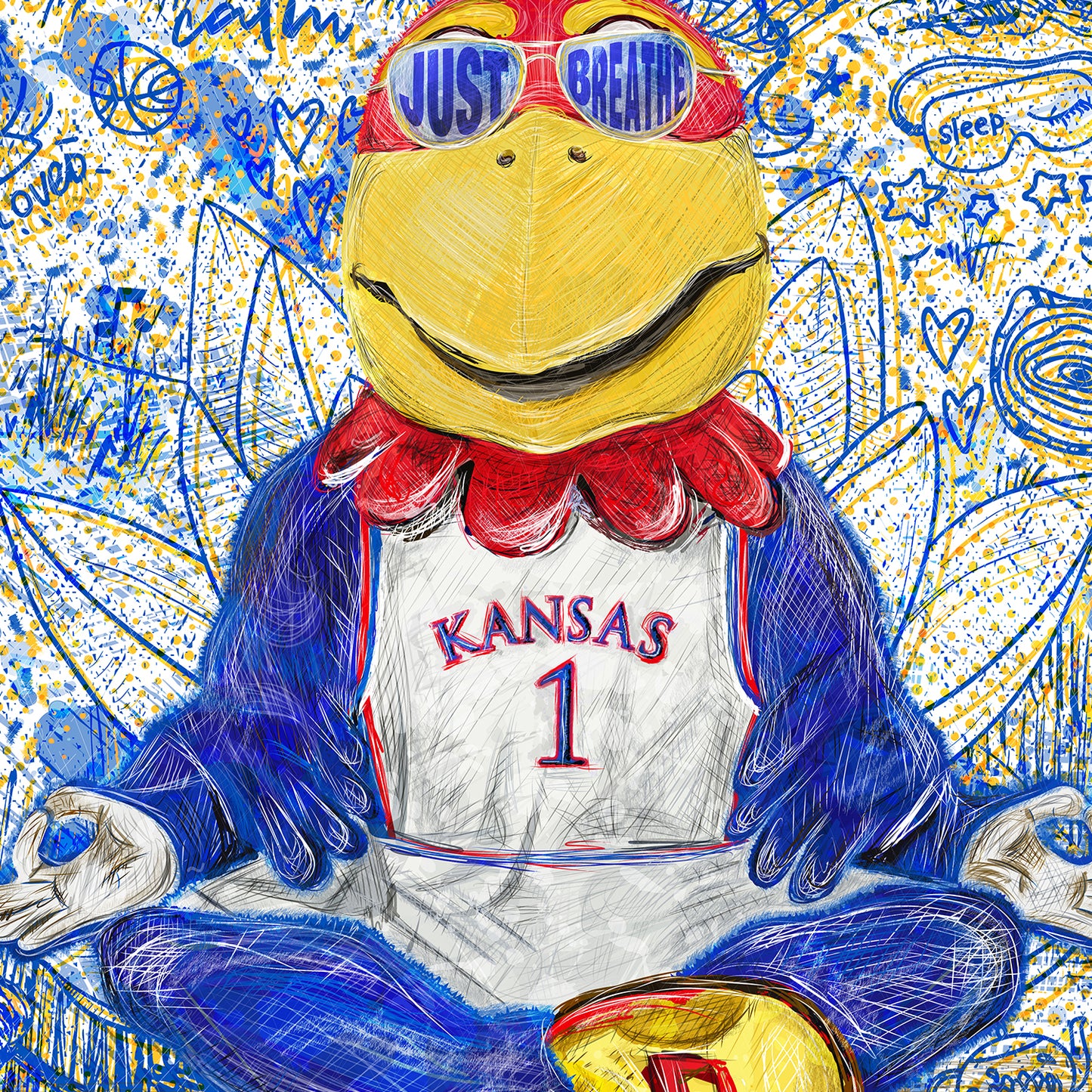 Jayhawk like a Pro | Just Breathe | KU Blue Sketches | Kansas | Yoga | Meditation