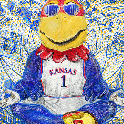 KU Jayhawk Just Breathe Art: University of Kansas Sketches Canvas Print