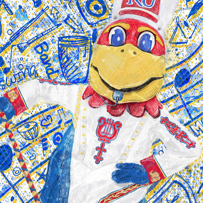 KU Jayhawk Lead Art: University of Kansas Drum Major Sketches Canvas Print