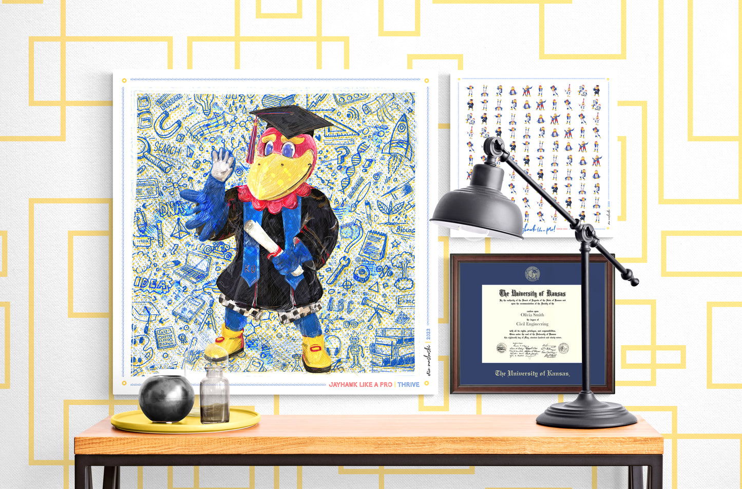 Jayhawk like a Pro | Thrive | KU Graduation | Kansas | Canvas Print | No Frame Needed