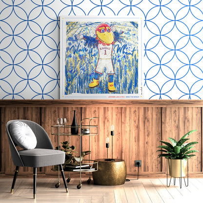 KU Jayhawk Wave the Wheat Art: University of Kansas Sketches Canvas Print