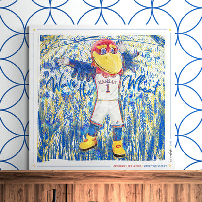 KU Jayhawk Wave the Wheat Art: University of Kansas Sketches Canvas Print