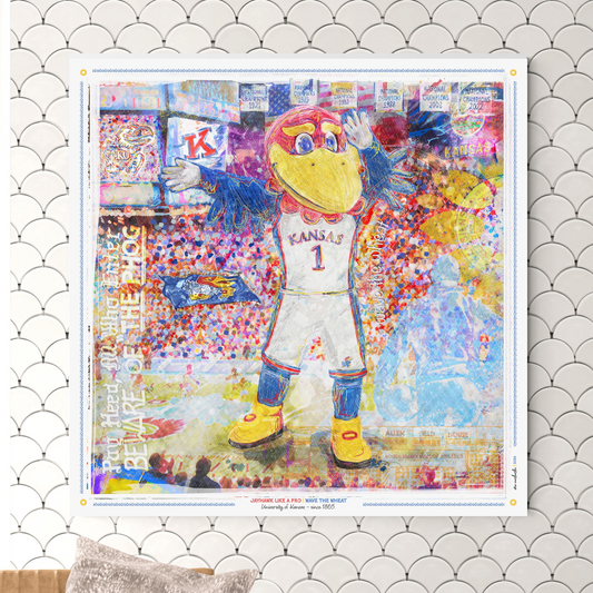 KU Jayhawk Wave the Wheat Art: University of Kansas Allen Fieldhouse Canvas Print