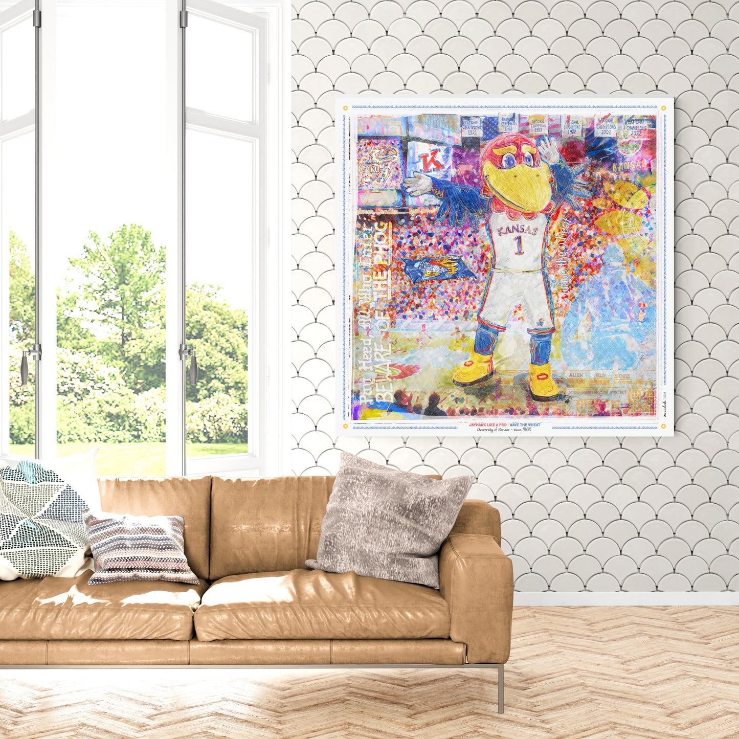 KU Jayhawk Wave the Wheat Art: University of Kansas Allen Fieldhouse Canvas Print