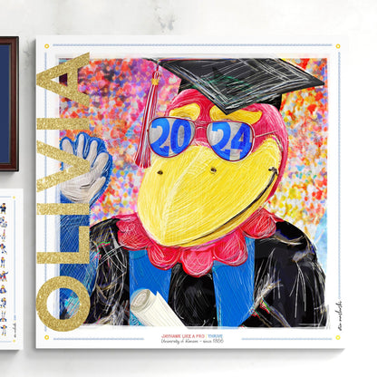 KU Personalized Kansas Jayhawks Graduation Canvas Print: Student Art Gift