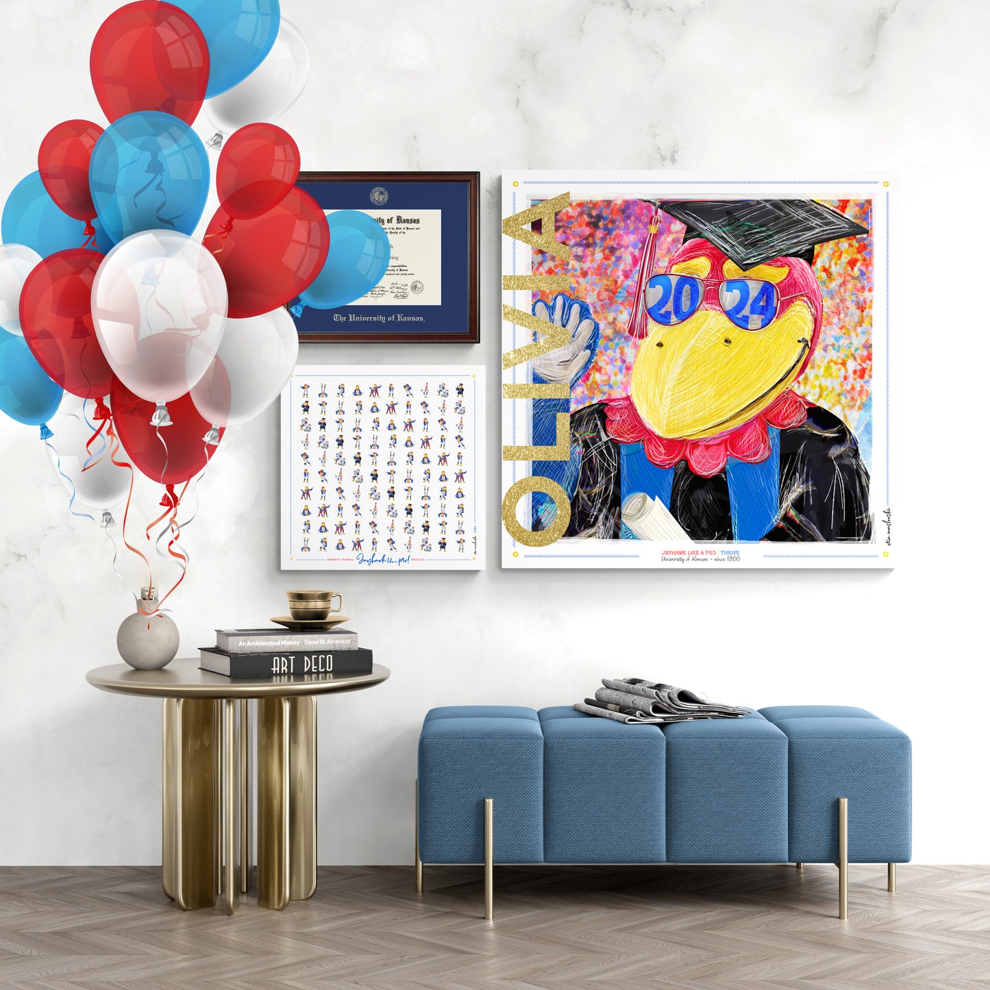 Jayhawk like a Pro | Pattern | Kansas | KU | Canvas Print | No Frame Needed