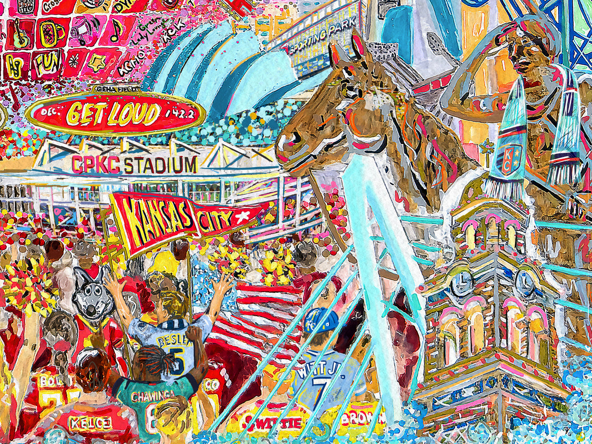Heart of Kansas City Art: KC Landmarks, Chiefs, Crown Town Canvas Print