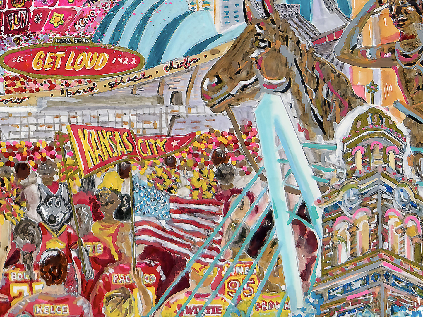 Heart of Kansas City Art: KC Landmarks, Chiefs, Crown Town Canvas Print