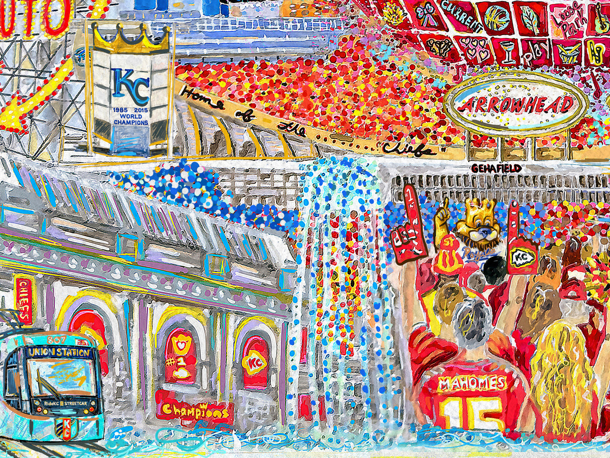 Heart of Kansas City Art: KC Landmarks, Chiefs, Crown Town Canvas Print