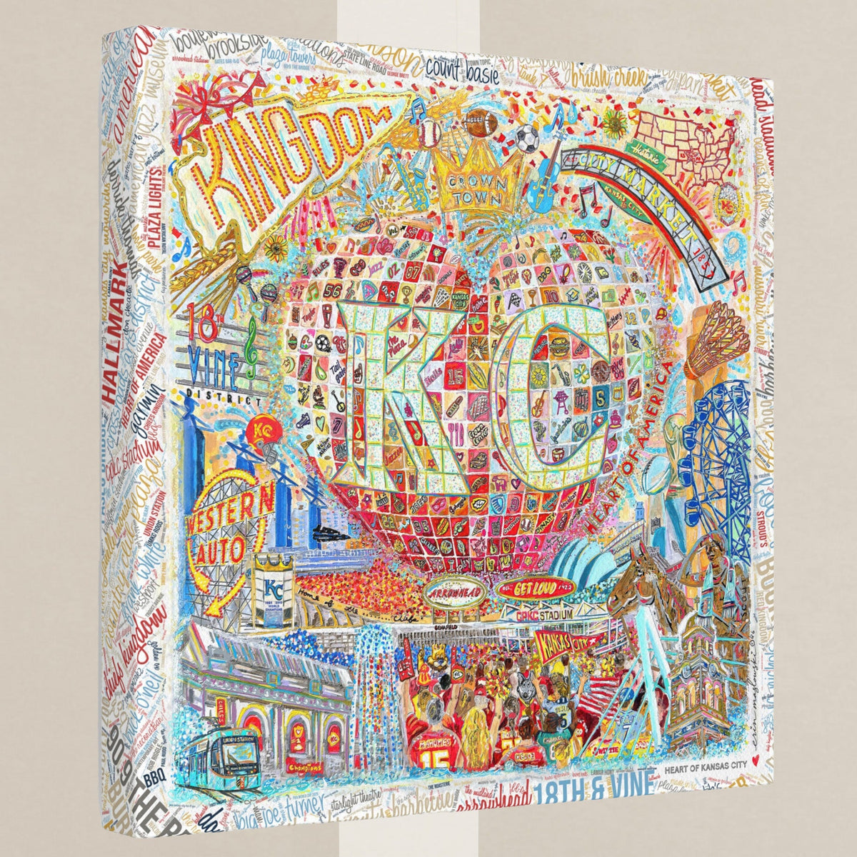 Heart of Kansas City Art: KC Landmarks, Chiefs, Crown Town Canvas Print