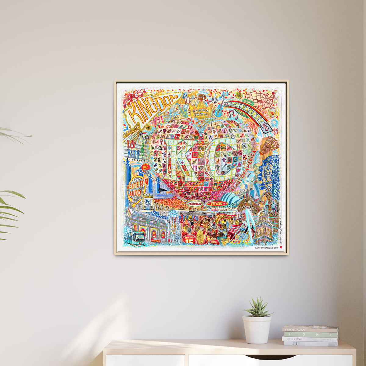 Heart of Kansas City Art: KC Landmarks, Chiefs, Crown Town Canvas Print
