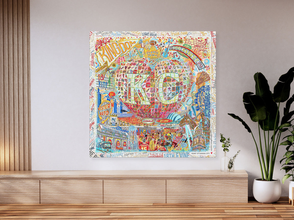 Heart of Kansas City Art: KC Landmarks, Chiefs, Crown Town Canvas Print