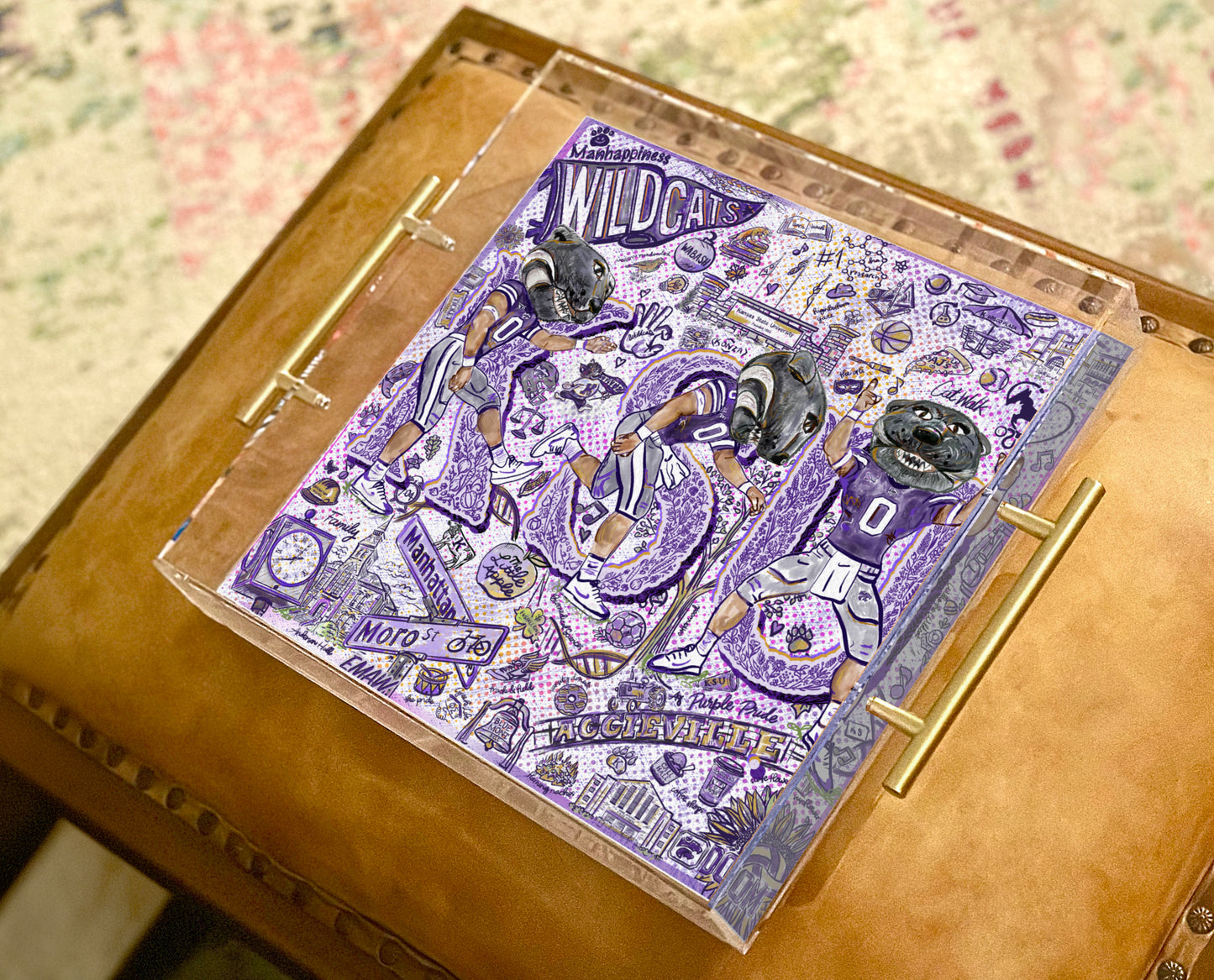 Kansas State Willie the Wildcat Acrylic Tray | Double-Sided Art Insert
