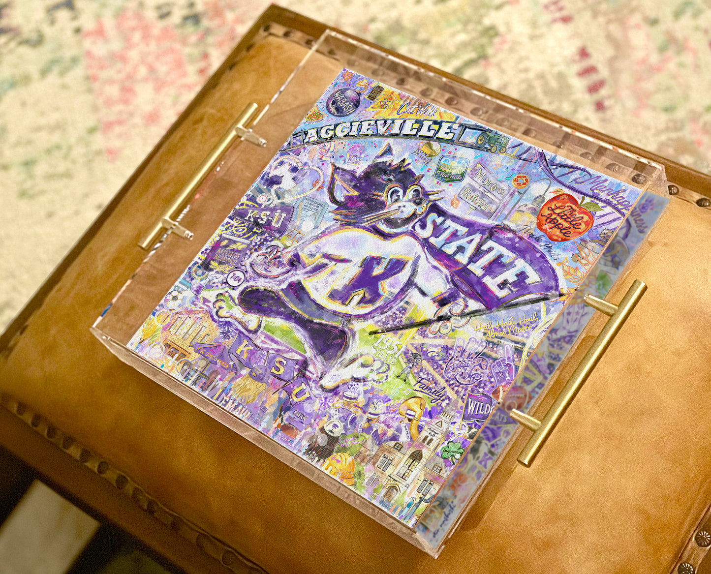 Kansas State Willie the Wildcat Acrylic Tray | Double-Sided Art Insert