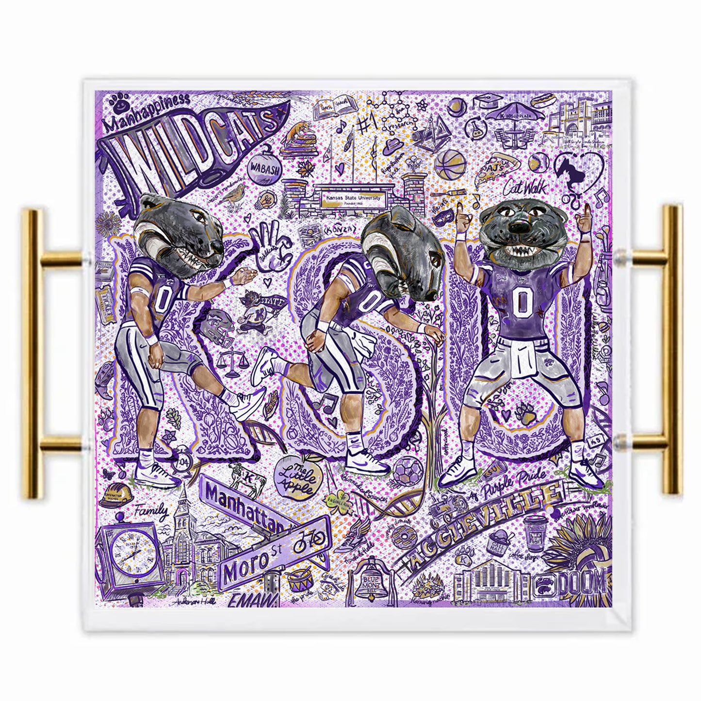 Kansas State Willie the Wildcat Acrylic Tray | Double-Sided Art Insert