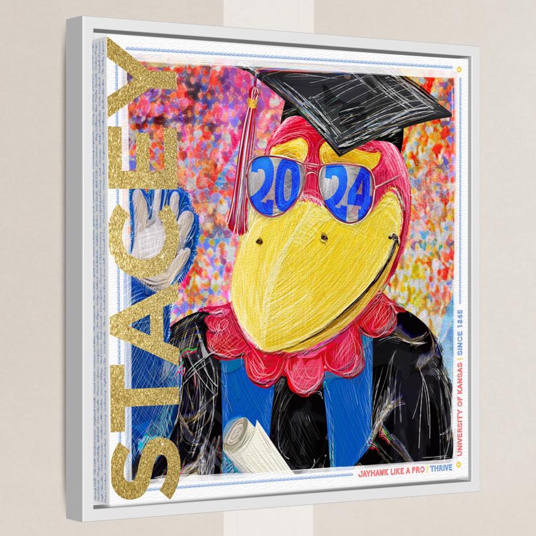 KU Personalized Kansas Jayhawks Graduation Canvas Print: Student Art Gift