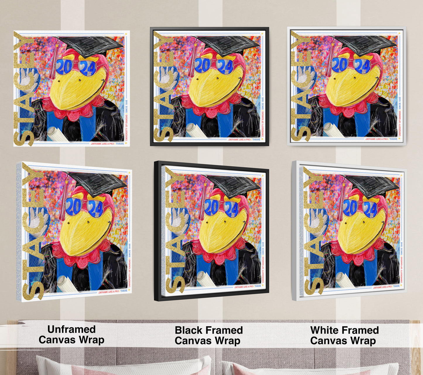 KU Personalized Kansas Jayhawks Graduation Canvas Print: Student Art Gift