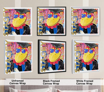 KU Personalized Kansas Jayhawks Graduation Canvas Print: Student Art Gift