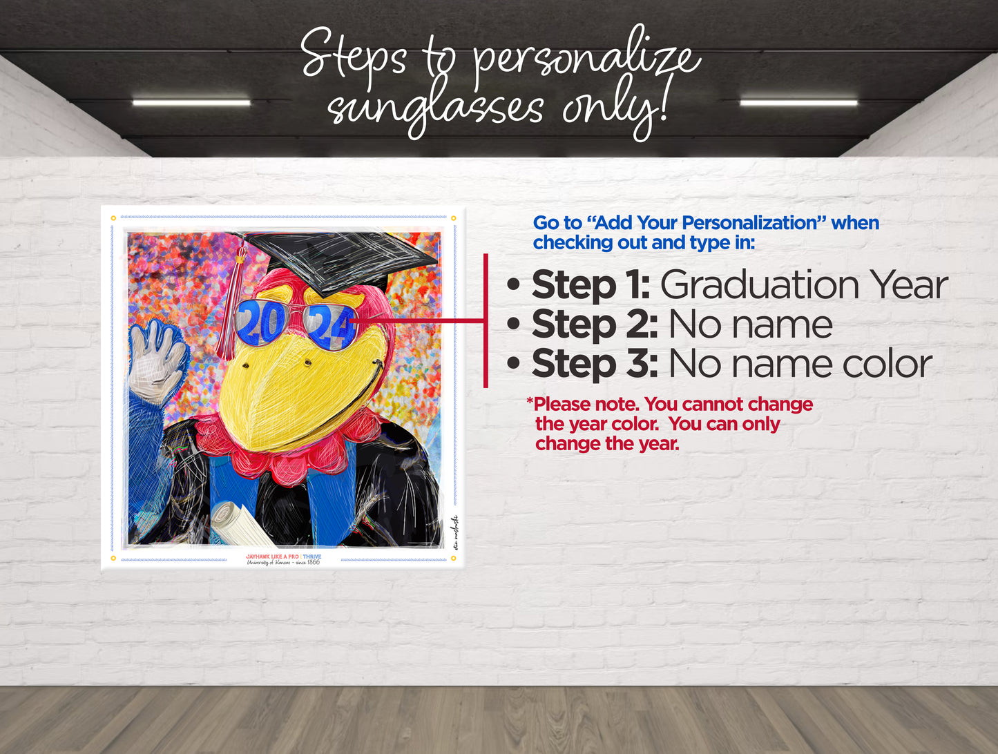 Personalized Custom Kansas Graduation Canvas Print | Personalised KU Graduation Gifts | Jayhawks | Student Keepsake | Modern Home Decor | Canvas Print | No Frame Needed