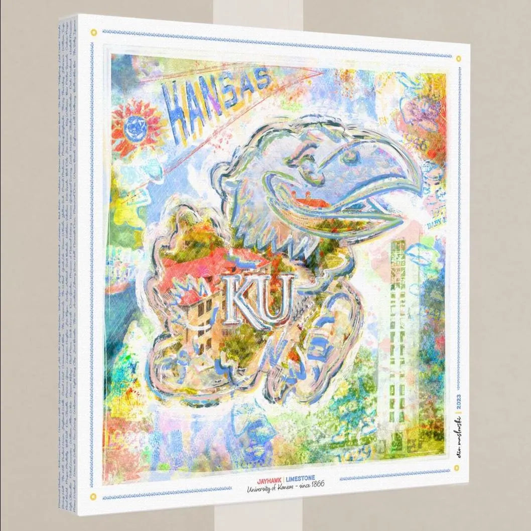 KU Jayhawk Campus Art: Kansas Limestone Architecture Canvas Print
