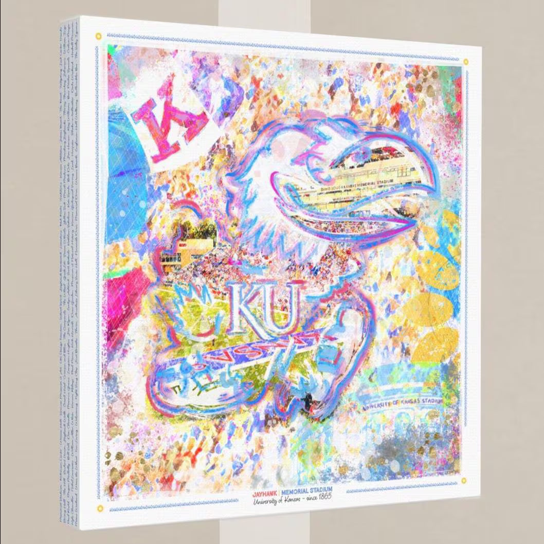 KU Jayhawk Art: Kansas Memorial Stadium Canvas Print
