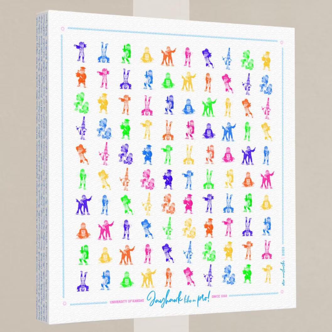 KU Jayhawk Pattern Art: Kansas Bright Canvas Print