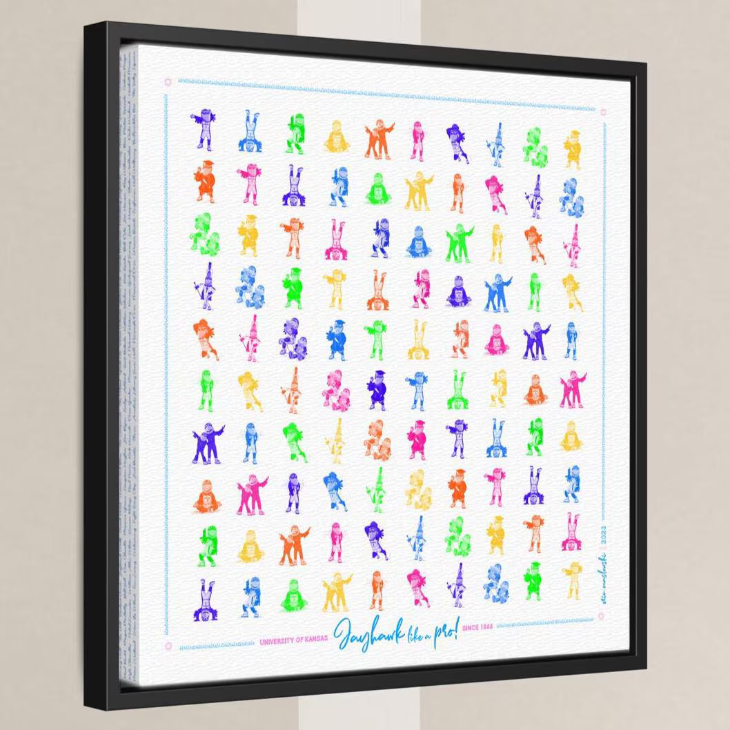 KU Jayhawk Pattern Art: Kansas Bright Canvas Print