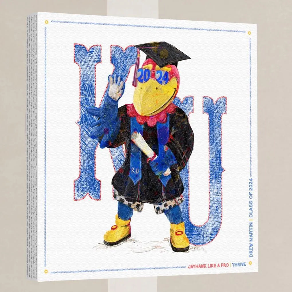 KU Personalized Jayhawk Wall Art: Graduation Canvas Print