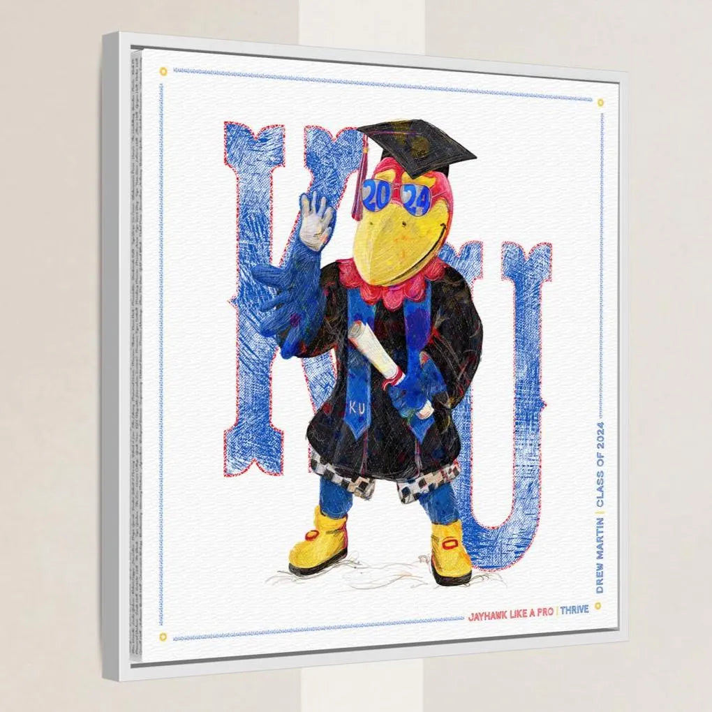 KU Personalized Jayhawk Wall Art: Graduation Canvas Print