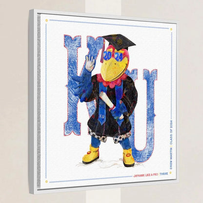 KU Personalized Jayhawk Wall Art: Graduation Canvas Print