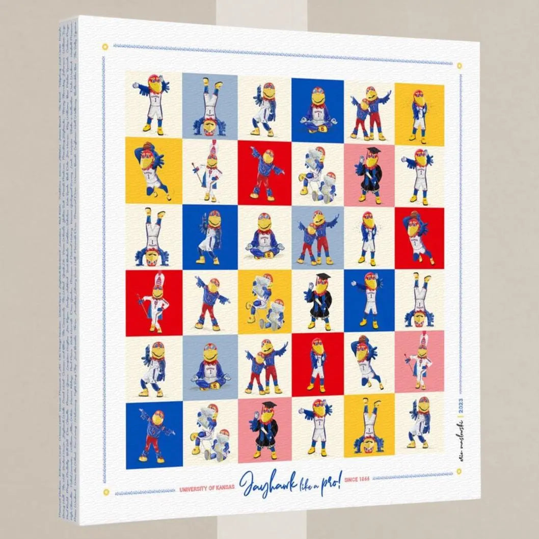 KU Jayhawk Pop Art Mascot Moves: Kansas Canvas Print