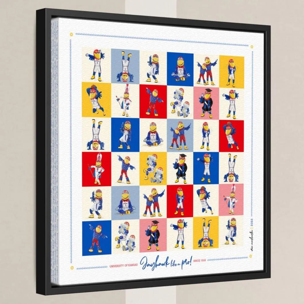 KU Jayhawk Pop Art Mascot Moves: Kansas Canvas Print