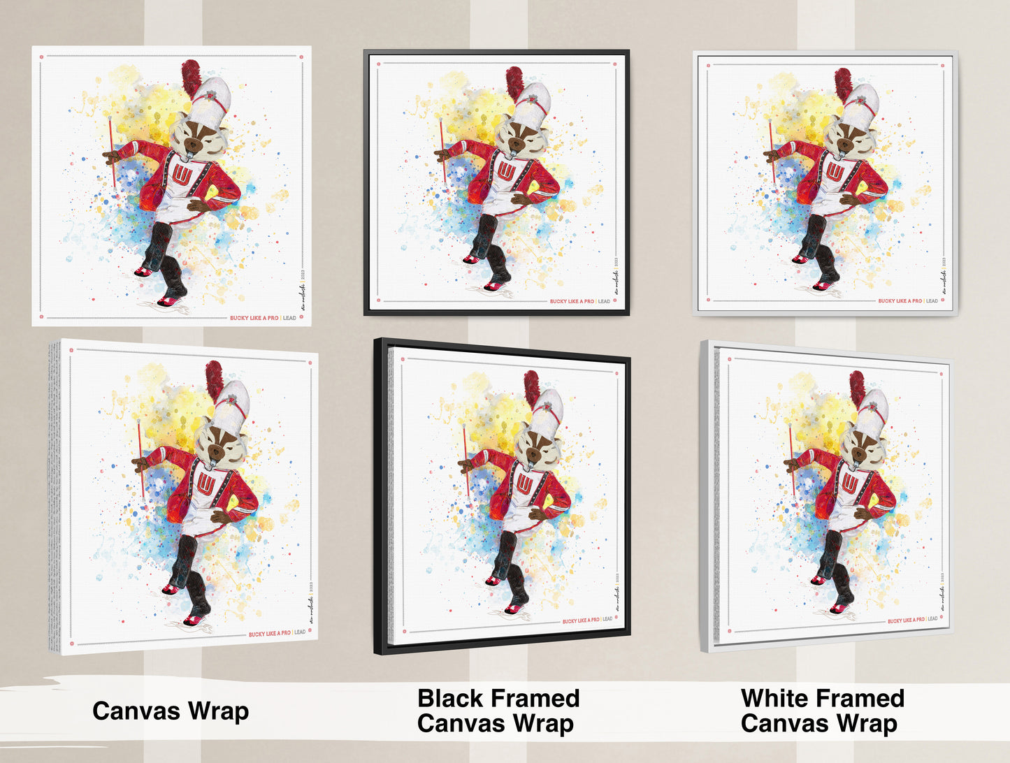UW Bucky Badger Drum Major Art: Wisconsin Lead Canvas Print
