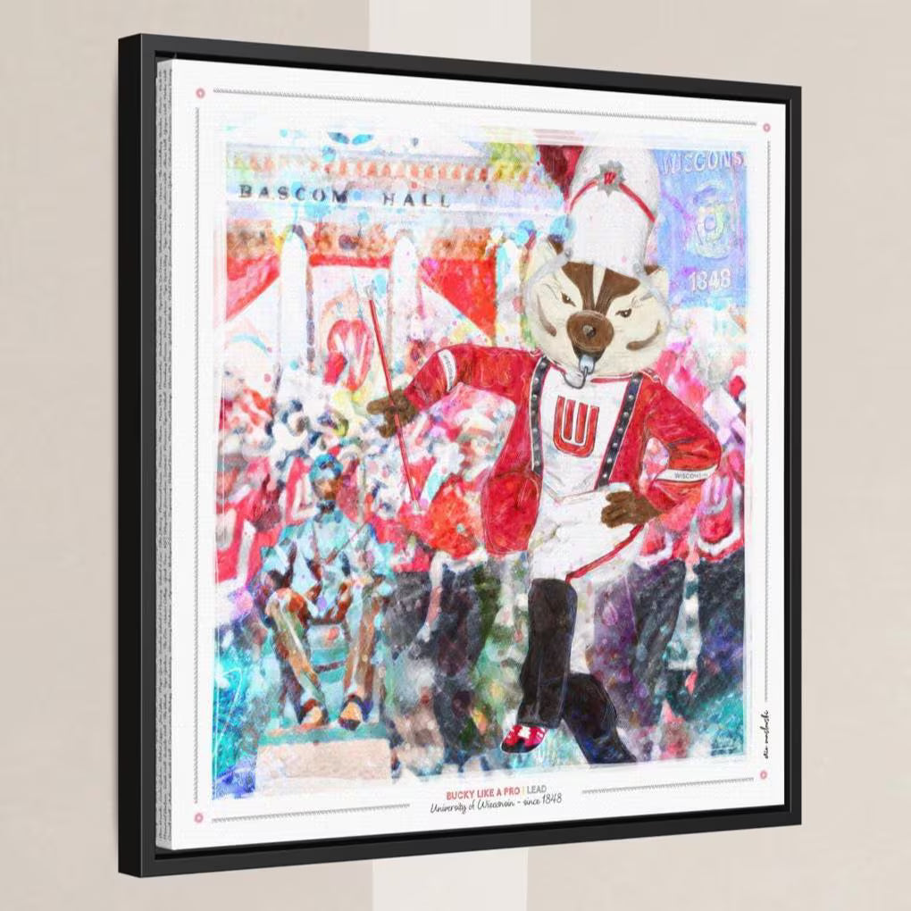 UW Bucky Badger Drum Major Art: Wisconsin Band Lead Bascom Hall Parade Canvas Print
