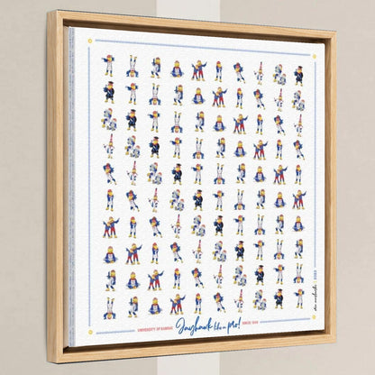 KU Kansas Jayhawks Pattern Art: KU Gift, Graduation Canvas in a light oak float frame