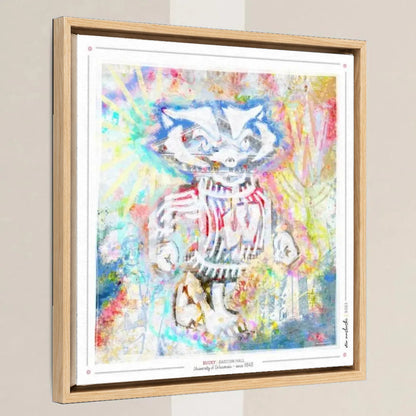 UW Bucky Badger Bascom Hall Art: Wisconsin Canvas Print in a light oak float frame
