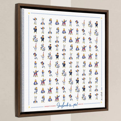 KU Kansas Jayhawks Pattern Art: KU Gift, Graduation Canvas in a walnut float frame