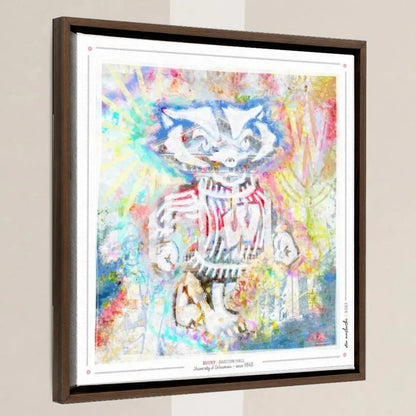 UW Bucky Badger Bascom Hall Art: Wisconsin Canvas Print in a walnut float frame