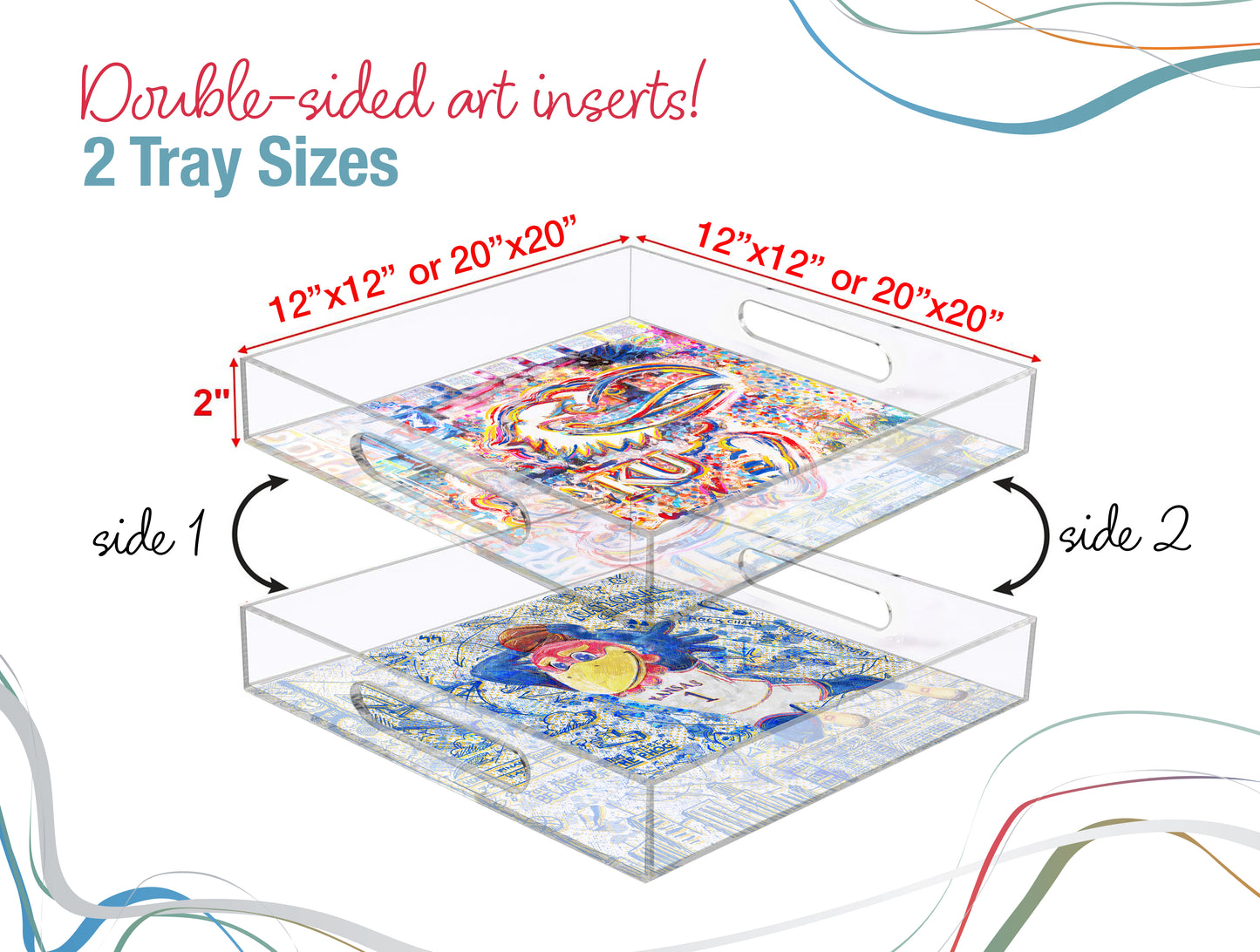Kansas Jayhawk Acrylic Tray | Double-Sided Art Insert