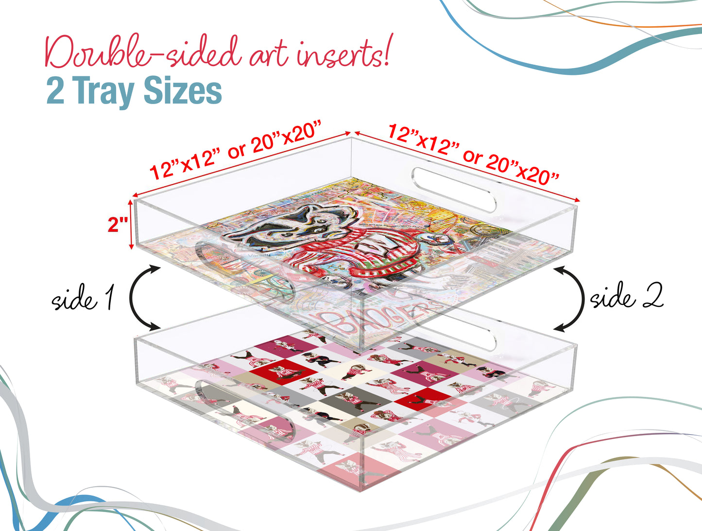 Wisconsin Badgers Acrylic Tray | Double-Sided Art Insert