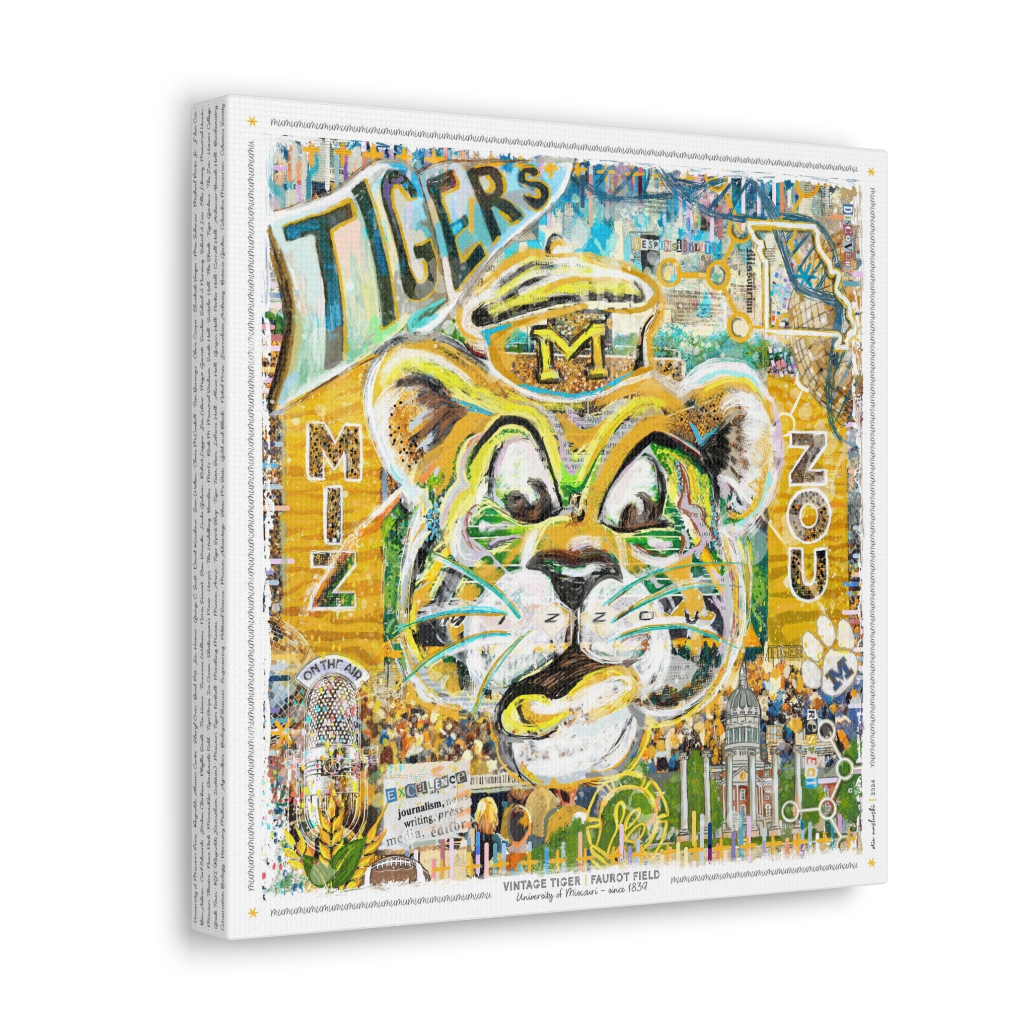 アート・デザイン・音楽 Samozveri: Selbst gemachte Tiere MU Vintage Mizzou Truman Tiger Art: Faurot Field Missouri Canvas