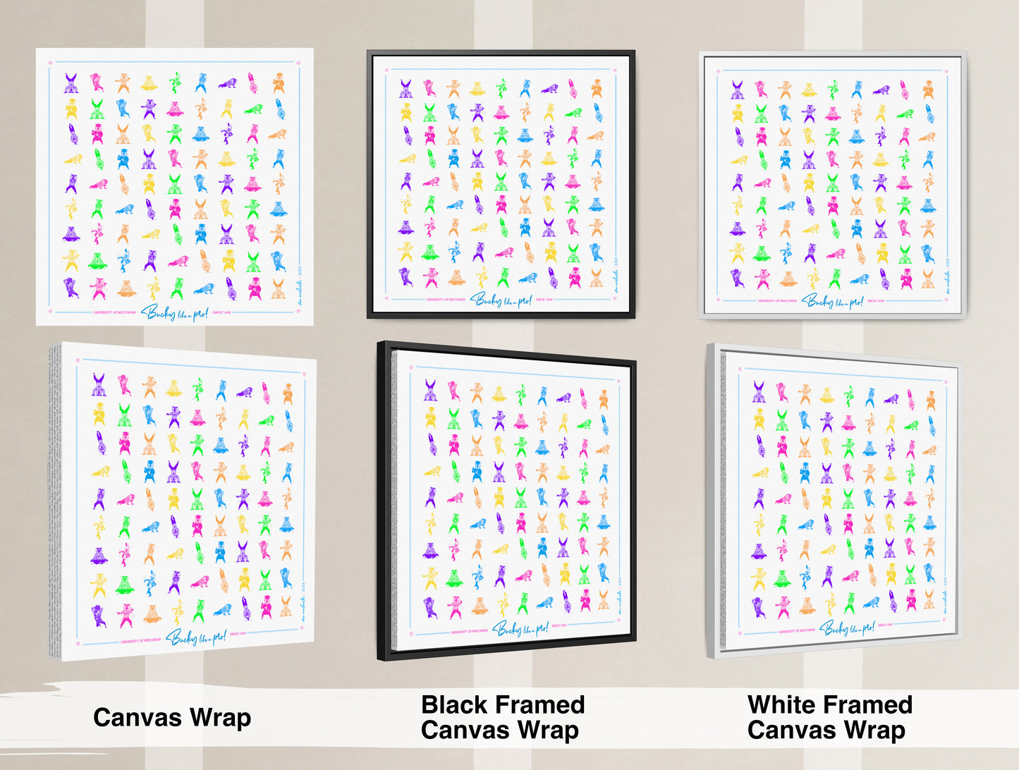 UW Bucky Pattern Bright Art: Wisconsin Canvas Print