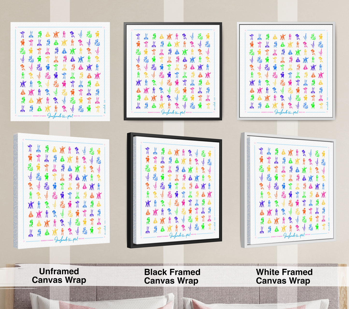 KU Jayhawk Pattern Art: Kansas Bright Canvas Print