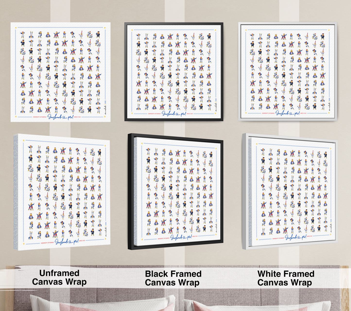 KU Kansas Jayhawks Pattern Art: KU Gift, Graduation Canvas
