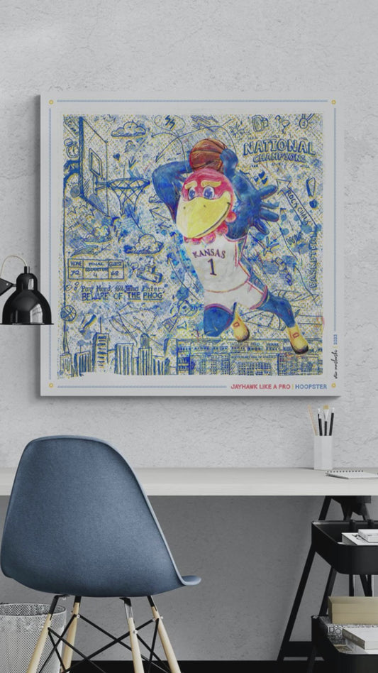 KU Jayhawk Hoopster Art: University of Kansas Basketball Sketches Canvas Print
