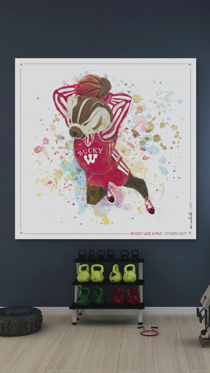 UW Bucky Badger Basketball Art: Wisconsin Sports Nut Canvas Print
