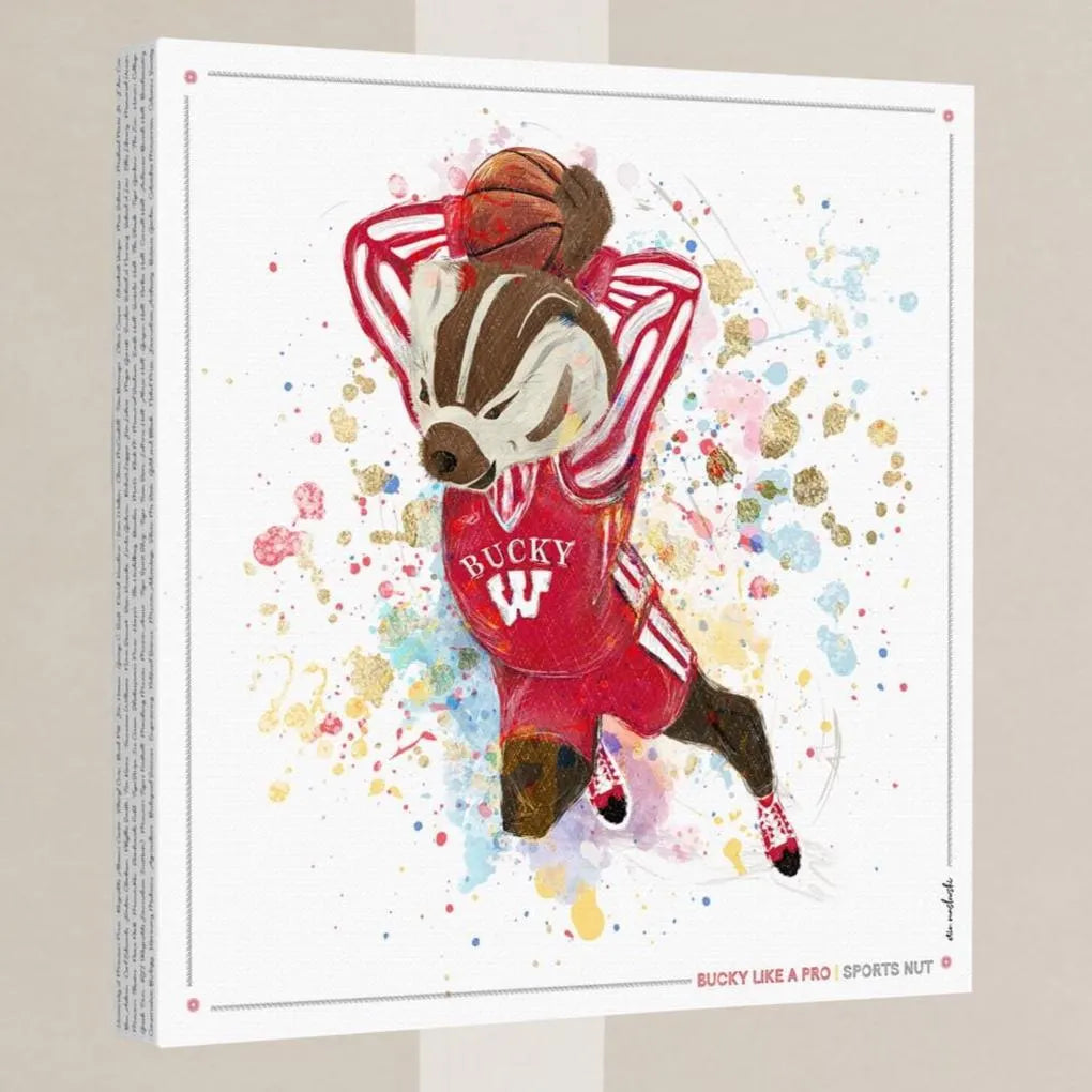 UW Bucky Badger Basketball Art: Wisconsin Sports Nut Canvas Print